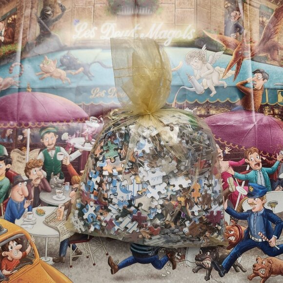 Two 1000 Pieces Large Puzzles Pretty Dogs and Coffee Cafe Scene Rolife - Picture 7 of 10